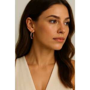 Lundholm Lundholm 925 Sterling Zilver Gold Plated Luxe Oorbellen Dames 30mm - Gouden Oorbellen Minimalistisch Oorringen