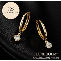 Lundholm 925 Sterling Zilver Gold Plated Luxe Oorbellen Dames - Gouden Oorbellen Zirkonia Oorringen