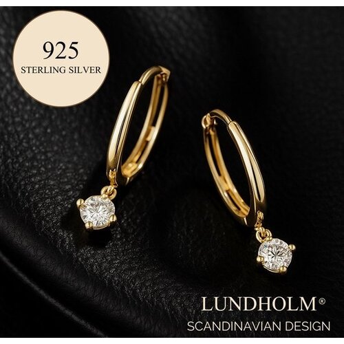 Lundholm Lundholm 925 Sterling Zilver Gold Plated Luxe Oorbellen Dames - Gouden Oorbellen Zirkonia Oorringen