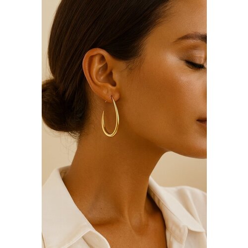 Lundholm Lundholm Gold Plated Luxe Oorbellen Dames Premium Stainless Steel Allergievrij, Water resistant - Oorbellen Groot (4x3 cm