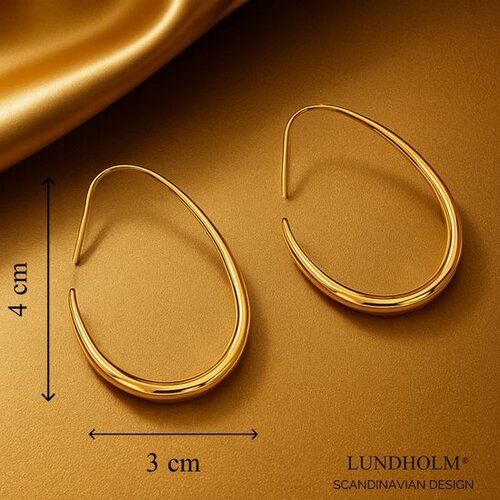 Lundholm Lundholm Gold Plated Luxe Oorbellen Dames Premium Stainless Steel Allergievrij, Water resistant - Oorbellen Groot (4x3 cm