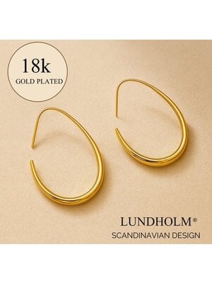 Lundholm Lundholm 18K Gold Plated Luxe Oorbellen Dames Premium Stainless Steel Allergievrij, Water resistant - Gouden Oorbellen Groot (4x3 cm