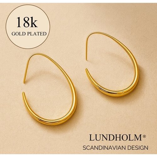 Lundholm Lundholm 18K Gold Plated Luxe Oorbellen Dames Premium Stainless Steel Allergievrij, Water resistant - Gouden Oorbellen Groot (4x3 cm
