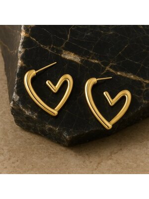 Lundholm Lundholm Gold Plated Luxe Oorbellen Dames Allergievrij - Gouden Oorbellen Hartje Lundholm Lundholm Gold Plated Luxe Oorbellen Dames Allergievrij - Gouden Oorbellen Hartje