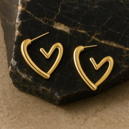 Lundholm Lundholm Gold Plated Luxe Oorbellen Dames Allergievrij - Gouden Oorbellen Hartje Lundholm Lundholm Gold Plated Luxe Oorbellen Dames Allergievrij - Gouden Oorbellen Hartje