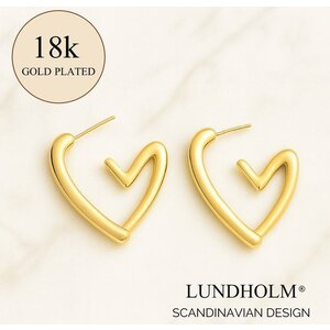 Lundholm Lundholm 18K Gold Plated Luxe Oorbellen Dames Allergievrij - Gouden Oorbellen Hartje