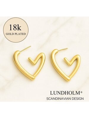 Lundholm Lundholm 18K Gold Plated Luxe Oorbellen Dames Allergievrij - Gouden Oorbellen Hartje