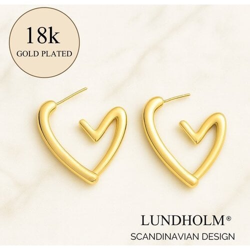 Lundholm Lundholm 18K Gold Plated Luxe Oorbellen Dames Allergievrij - Gouden Oorbellen Hartje