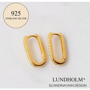 Lundholm Lundholm 925 Sterling Zilver 18K Gold Plated Luxe Oorbellen Dames Zirkonia