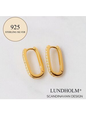 Lundholm Lundholm 925 Sterling Zilver 18K Gold Plated Luxe Oorbellen Dames Zirkonia