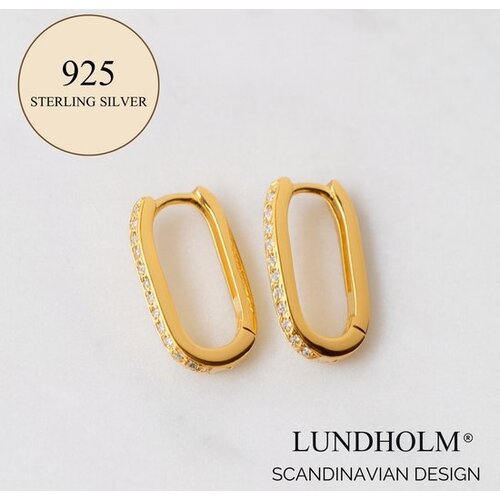 Lundholm Lundholm 925 Sterling Zilver 18K Gold Plated Luxe Oorbellen Dames Zirkonia