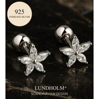 Lundholm Luxe 925 Sterling Zilver Kleine Oorbellen Dames Bloem - Zilveren Oorknopjes
