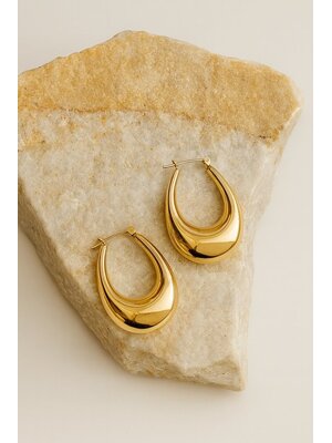 Lundholm Lundholm Chunky Oorbellen Gold Plated Premium Stainless Steel - Gouden Oorbellen Groot Lundholm Lundholm Chunky Oorbellen Gold Plated Premium Stainless Steel - Gouden Oorbellen Groot