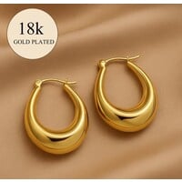 Lundholm Chunky Oorbellen 18K Gold Plated Premium Stainless Steel - Gouden Oorbellen Groot