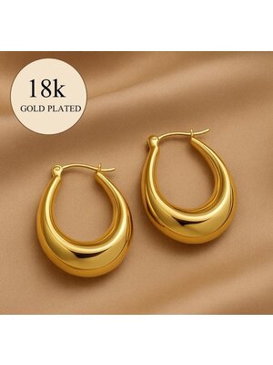 Lundholm Lundholm Chunky Oorbellen 18K Gold Plated Premium Stainless Steel - Gouden Oorbellen Groot