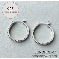Lundholm Luxe 925 Sterling Zilver Oorbellen Zilver - Oorringen Gedraaid Geometrisch 2cm