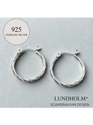Lundholm Lundholm Luxe 925 Sterling Zilver Oorbellen Zilver - Oorringen Gedraaid Geometrisch 2cm