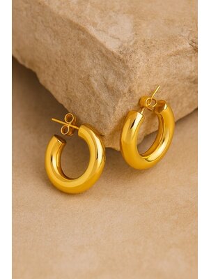 Lundholm Lundholm Ronde Holle Oorbellen Chunky Gold Plated Premium Stainless Steel Lundholm Lundholm Ronde Holle Oorbellen Chunky Gold Plated Premium Stainless Steel