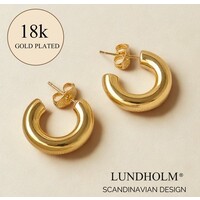 Lundholm Ronde Holle Oorbellen Chunky 18K Gold Plated Premium Stainless Steel