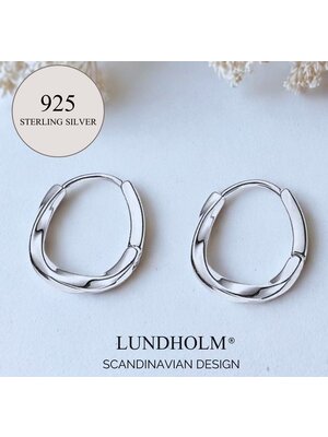 Lundholm Lundholm 925 Sterling Zilver Luxe Oorbellen Dames - Zilveren Oorbellen Minimalistisch Geometrisch Design