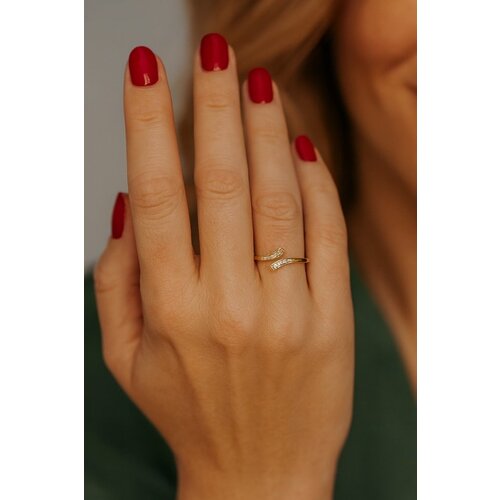Lundholm Lundholm Luxe Zilveren Ring Verstelbaar – 925 Sterling Zilver – Gold Plated met Zirkonia – Scandinavisch Design – Cadeau voor Vrouw Tip