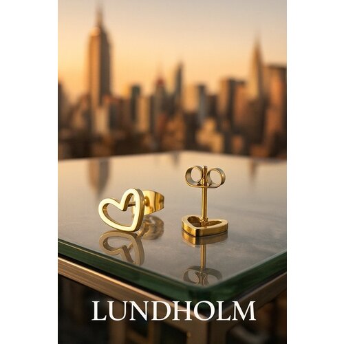 Lundholm Lundholm Luxe Oorknopjes Dames Goudkleurig – Premium Stainless Steel – 18K Goud Verguld – Kleine Hartjes (0.9 cm) Oorbellen – Perfect Cadeau voor Vrouw