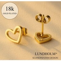 Lundholm Luxe Oorknopjes Dames Goudkleurig – Premium Stainless Steel – 18K Goud Verguld – Kleine Hartjes (0.9 cm)