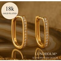 Lundholm Luxe Rechthoekige Zirkonia Oorbellen Goudkleurig (2 x 1.3 cm) – Premium Stainless Steel, 18K Gold Plated