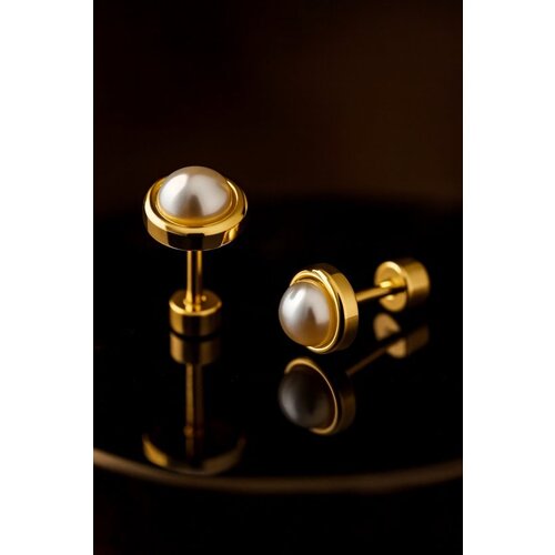 Lundholm Lundholm Oorstekers Dames Parel Goud – Premium Stainless Steel – 18K Goud Verguld – Met Imitatie Parel (14 mm lang, 8 mm) – Subtiel & Elegant – Waterbestendig – Perfect Cadeau voor Vrouw