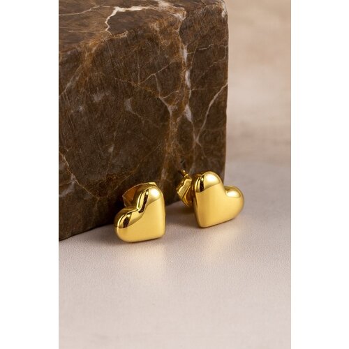Lundholm Lundholm Kleine Oorknopjes Dames Goudkleurig Hartje – Premium Stainless Steel – 18K Goud Verguld – Kleine Massieve Hartjes (6 x 8 mm) Oorbellen – Subtiel & Elegant