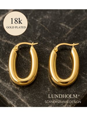 Lundholm Lundholm Oorringen Dames – Premium Stainless Steel 18K Gold Plated – Chunky Ovale Hoops – Elegant & Luxe