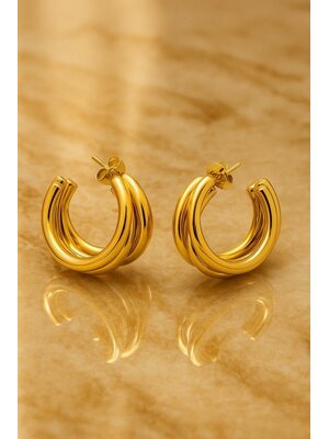 Lundholm Lundholm Oorstekers Dames – Premium Stainless Steel Verguld PVD Plated – Bold Hoops met 3 Bogen (Ø 2.5 cm) Lundholm Lundholm Oorstekers Dames – Premium Stainless Steel Verguld PVD Plated – Bold Hoops met 3 Bogen (Ø 2.5 cm)