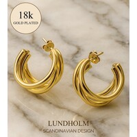 Lundholm Oorstekers Dames – Premium Stainless Steel Gold PVD Plated – Bold Hoops met 3 Bogen (Ø 2.5 cm)