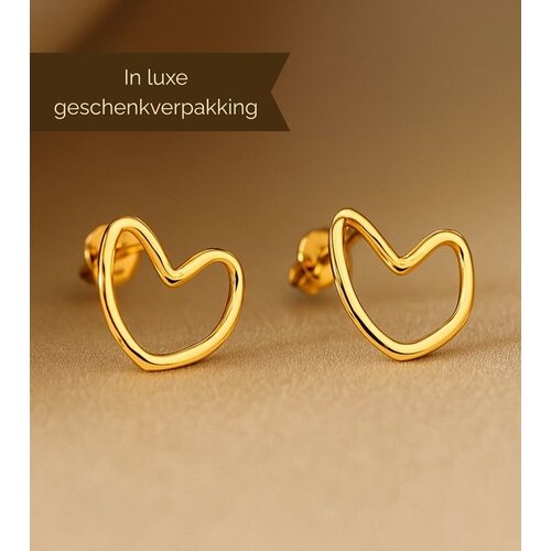Lundholm Lundholm Luxe Oorstekers Dames Hartje - Premium Stainless Steel Gold PVD Plated - Waterproof & Hypoallergeen - Luxe Cadeau voor Vrouw