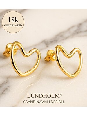 Lundholm Lundholm Luxe Oorstekers Dames Hartje - Premium Stainless Steel Gold PVD Plated