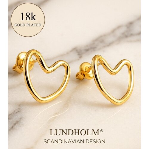 Lundholm Lundholm Luxe Oorstekers Dames Hartje - Premium Stainless Steel Gold PVD Plated - Waterproof & Hypoallergeen - Luxe Cadeau voor Vrouw