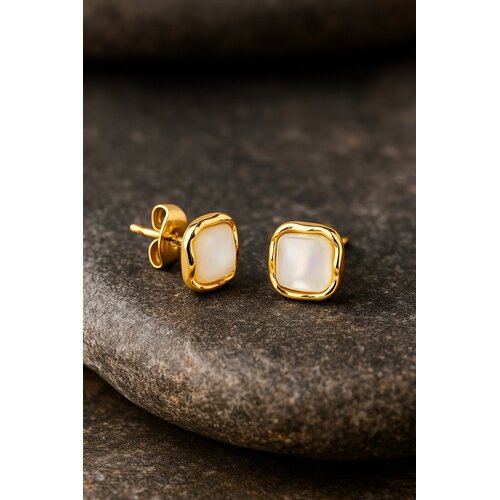 Lundholm Lundholm Oorknopjes Dames Goudkleurig – Premium Stainless Steel Gold PVD Plated – Vierkante Studs (8 x 8 mm) – Elegant & Tijdloos – Waterproof & Hypoallergeen – Inclusief Luxe Geschenkverpakking
