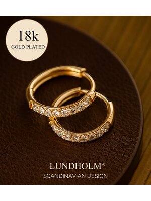 Lundholm Lundholm Luxe Oorringen Dames Goudkleurig – Premium Stainless Steel Gold PVD Plated – Kleine Hoops met Zirkonia Steentjes