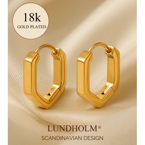 Lundholm Lundholm Luxe Oorringen Dames Goudkleurig – Premium Stainless Steel Gold PVD Plated – Hexagon Geometrisch Design – Elegant & Modern – Waterproof & Hypoallergeen – Cadeau voor Vrouw