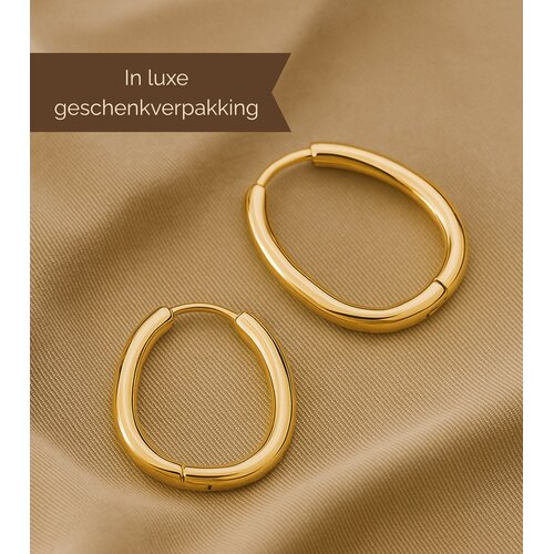 Lundholm Lundholm Luxe Oorbellen Dames Goudkleurig – Premium Stainless Steel Oorringen Gold PVD Plated – Geometrisch Design (2.3 cm) – Elegant & Luxe – Waterproof & Hypoallergeen – Inclusief Luxe Geschenkverpakking
