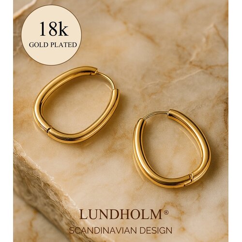 Lundholm Lundholm Luxe Oorbellen Dames Goudkleurig – Premium Stainless Steel Oorringen Gold PVD Plated – Geometrisch Design (2.3 cm) – Elegant & Luxe – Waterproof & Hypoallergeen – Inclusief Luxe Geschenkverpakking