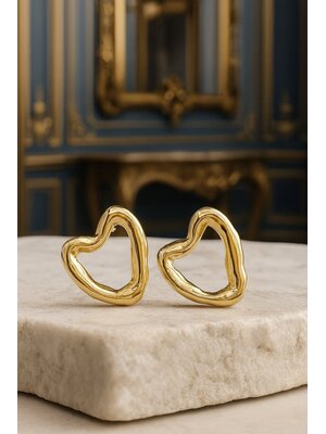 Lundholm Lundholm Oorbellen Hartjes - Geometrische Design Chunky - Premium Stainless Steel luxe Oorbellen Goudkleurig Gold Plated Lundholm Lundholm Oorbellen Hartjes - Geometrische Design Chunky - Premium Stainless Steel luxe Oorbellen Goudkleurig Gold Plated