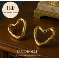 Lundholm Oorbellen Hartjes - Geometrische Design Chunky - Premium Stainless Steel luxe Oorbellen Goudkleurig Gold Plated