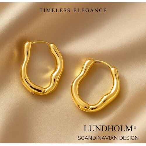 Lundholm Lundholm Luxe Oorbellen Goudkleurig - Premium Stainless Steel Oorringen Gold Plated - Minimalistisch Elegant - Vrouwen Cadeautjes Tip - Scandinavian Design