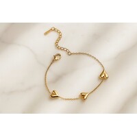 Lundholm Luxe Premium Stainless Steel Gold Plated  Armband Dames Hartjes