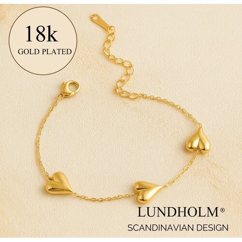 Lundholm Lundholm Luxe Premium Stainless Steel Gold Plated 18K Gouden Armband Dames Hartjes - Vrouwen Cadeautjes Cadeau voor Vrouw tip Afscheid Verjaardag Bedankt Cadeau - Scandinavisch Design