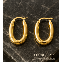 Lundholm Oorringen Dames – Premium Stainless Steel Gold Plated – Chunky Ovale Hoops – Elegant & Luxe