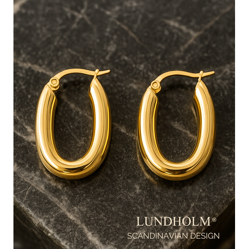 Lundholm Lundholm Oorringen Dames – Premium Stainless Steel Gold Plated – Chunky Ovale Hoops – Elegant & Luxe Lundholm Lundholm Oorringen Dames – Premium Stainless Steel Gold Plated – Chunky Ovale Hoops – Elegant & Luxe