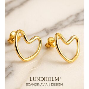 Lundholm Lundholm Luxe Oorstekers Dames Hartje - Premium Stainless Steel Gold PVD Plated