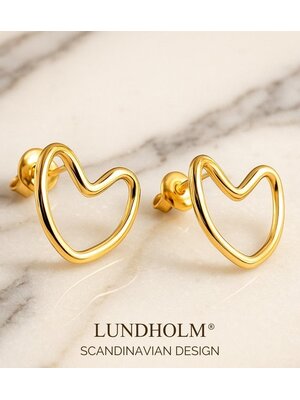 Lundholm Lundholm Luxe Oorstekers Dames Hartje - Premium Stainless Steel Gold PVD Plated Lundholm Lundholm Luxe Oorstekers Dames Hartje - Premium Stainless Steel Gold PVD Plated